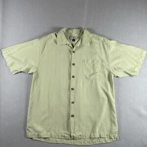 Tommy Bahama Men's Medium Sage Green 100% Silk Camp Shirt Solid